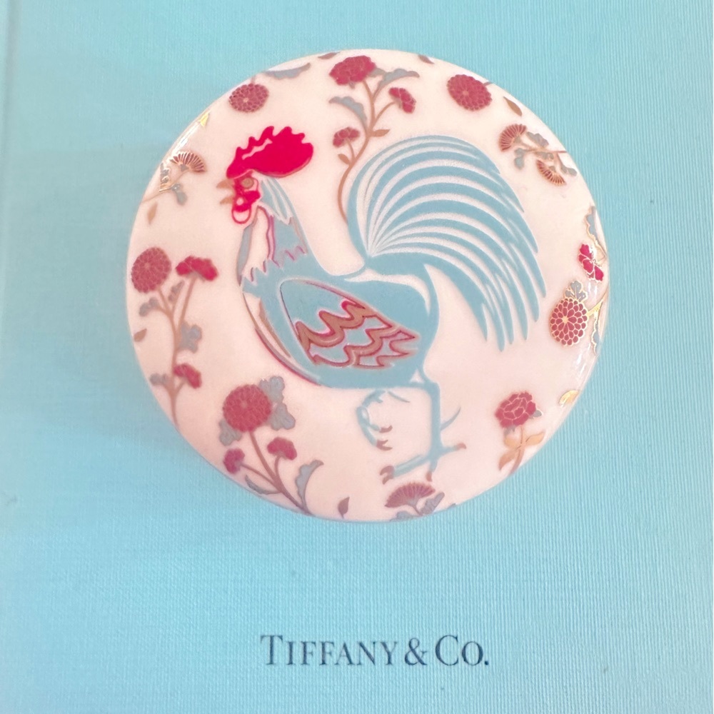 Auth Tiffany and Co Rooster Trinket porcelain box